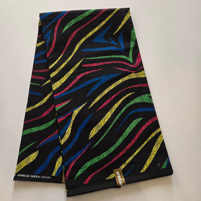 Black Multicolor Swirl Ankara Fabric, 100% Cotton Fabric AF440