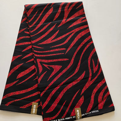 Black and Red Stripped Ankara Fabric, 100% Cotton Fabric AF444