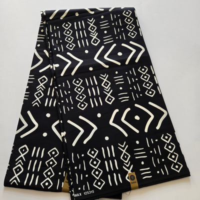 Black and White Tribal Ankara Fabric, Black and White African Print Fabric, Monochrome Fabric, 100% Cotton Fabric, AF445
