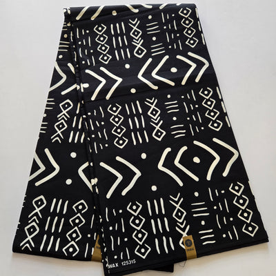 Black and White Tribal Ankara Fabric, Black and White African Print Fabric, Monochrome Fabric, 100% Cotton Fabric, AF445