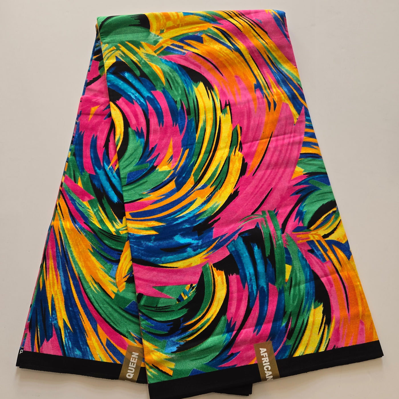 Blue, Yellow and Pink Multicolor Swirl Ankara Fabric, 100% Cotton Fabric AF446