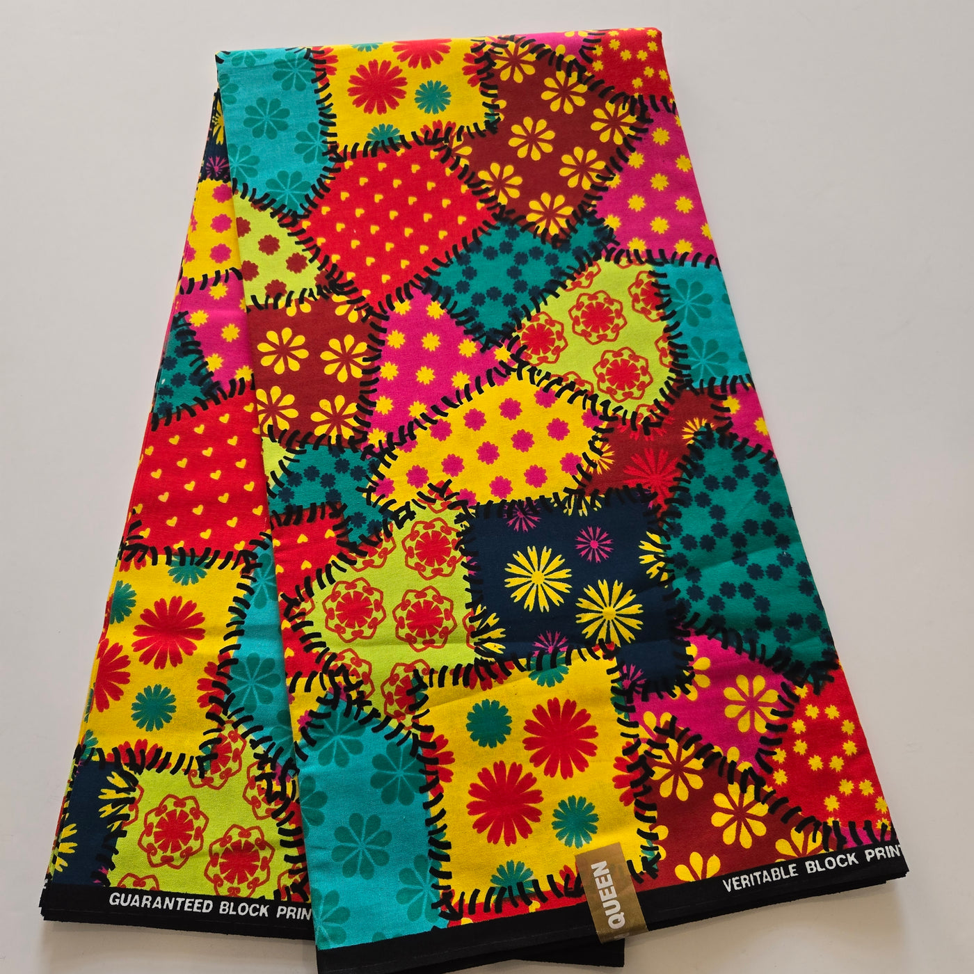 Teal, Yellow and Pink Multicolor Ankara Fabric, 100% Cotton Fabric AF448