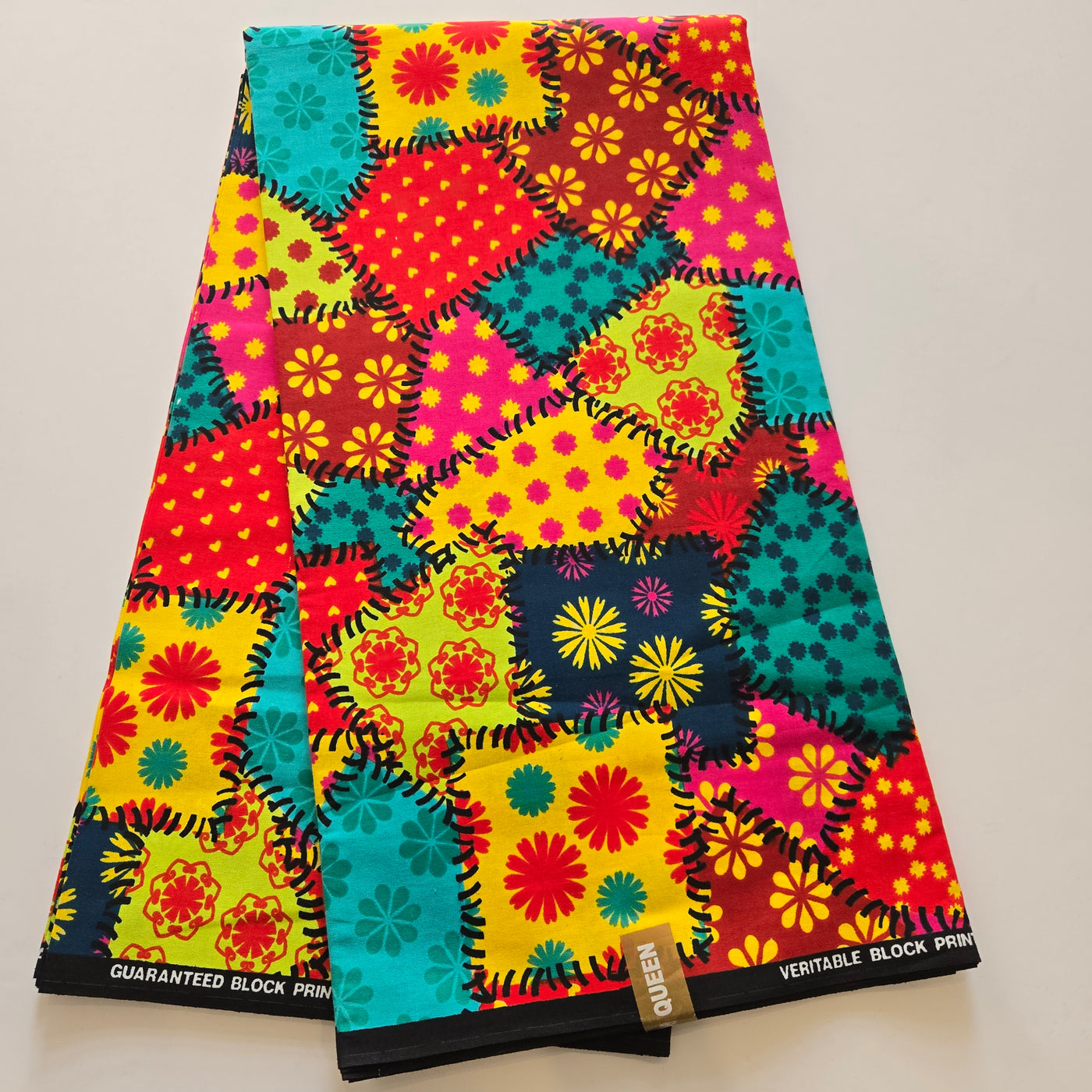Teal, Yellow and Pink Multicolor Ankara Fabric, 100% Cotton Fabric AF448