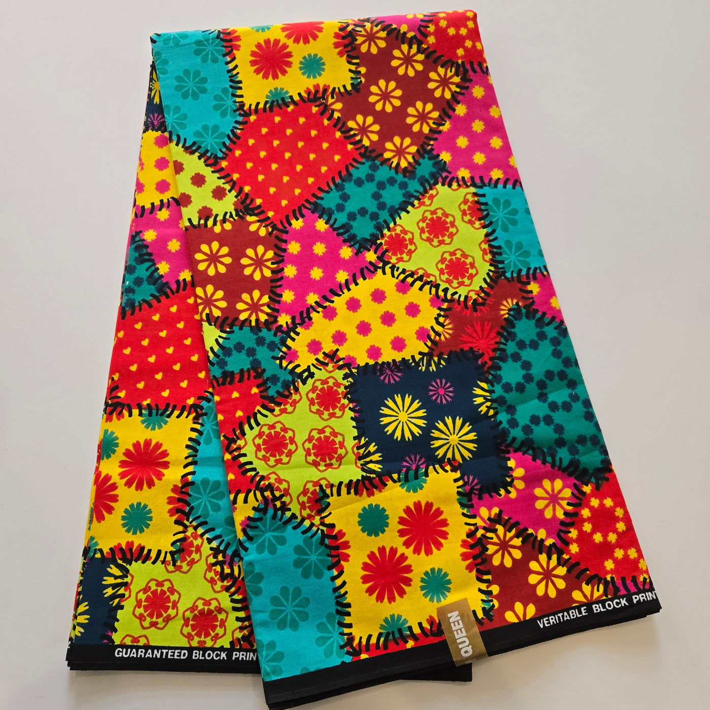 Teal, Yellow and Pink Multicolor Ankara Fabric, 100% Cotton Fabric AF448