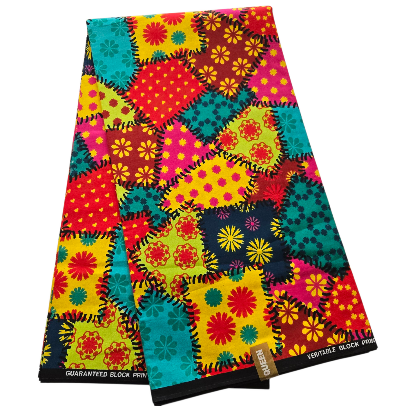 Teal, Yellow and Pink Multicolor Ankara Fabric, 100% Cotton Fabric AF448