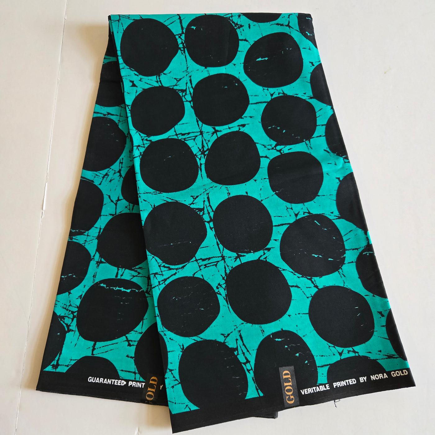 Teal and Black Circles Ankara Fabric, 100% Cotton Fabric AF457