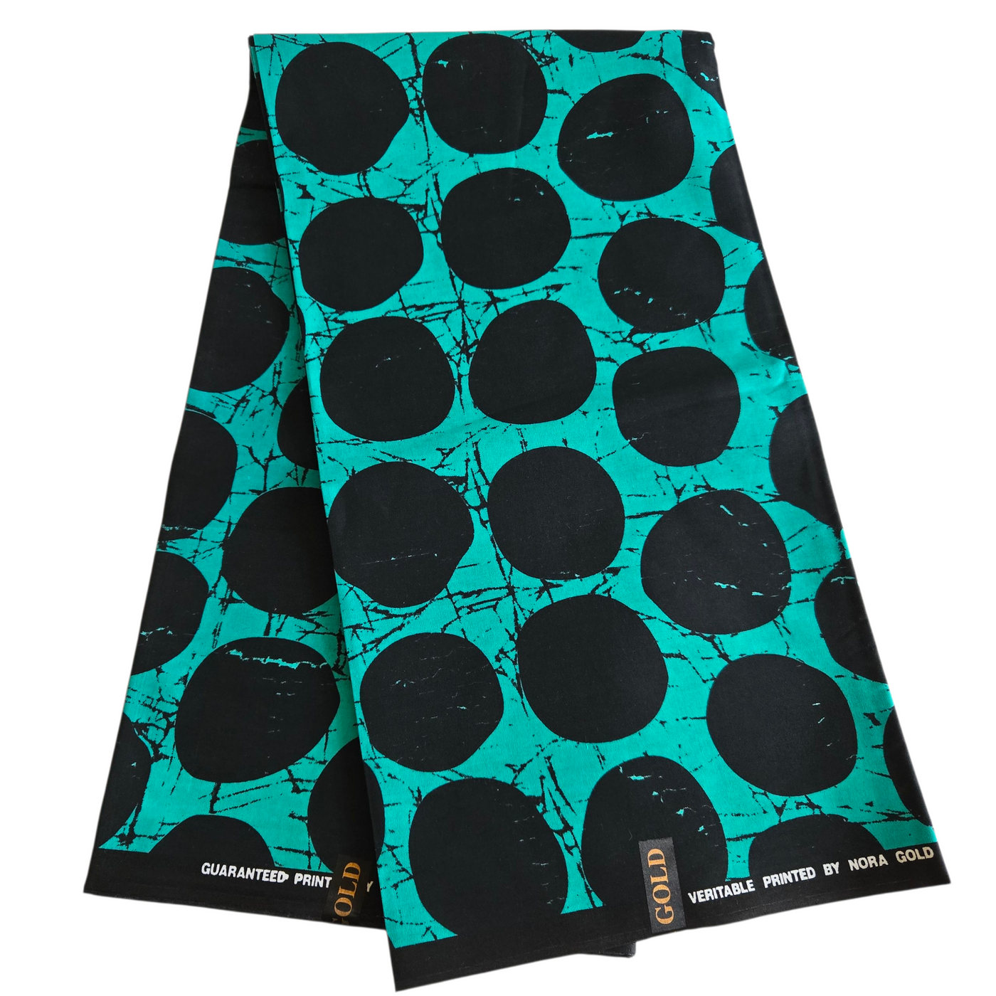 Teal and Black Circles Ankara Fabric, 100% Cotton Fabric AF457