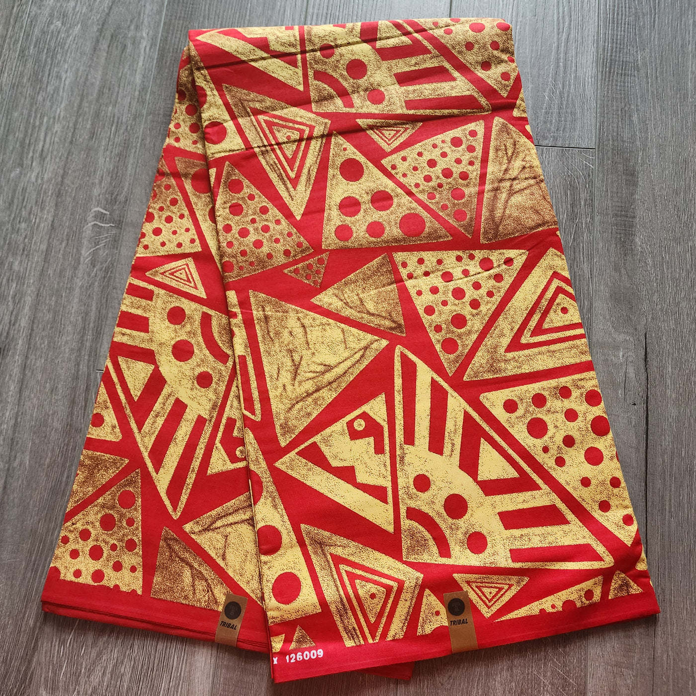 Gold and Red Tribal Ankara Fabric, 100% Cotton Fabric AF461