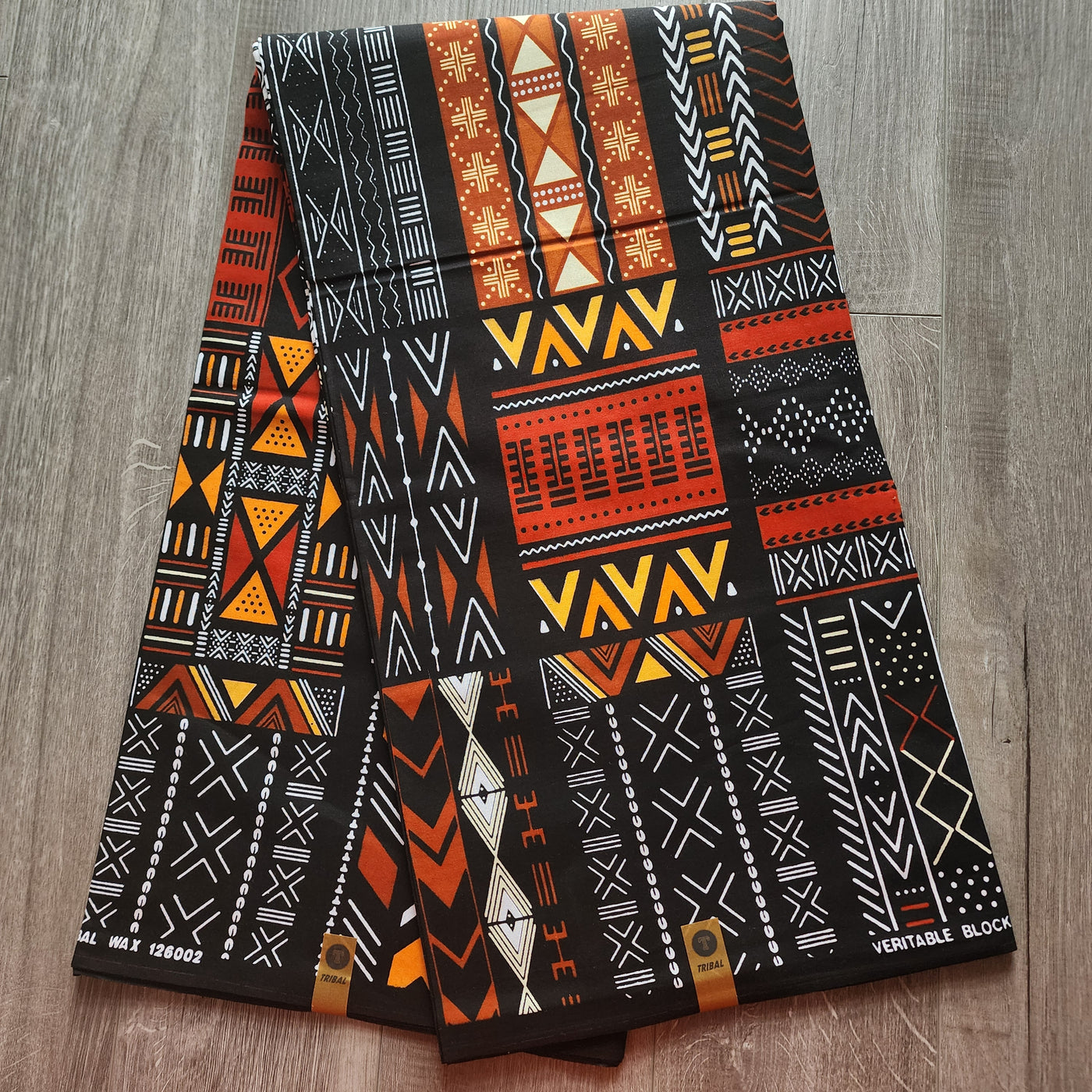 Black, Brown and Orange Tribal Ankara Fabric, 100% Cotton Fabric AF462