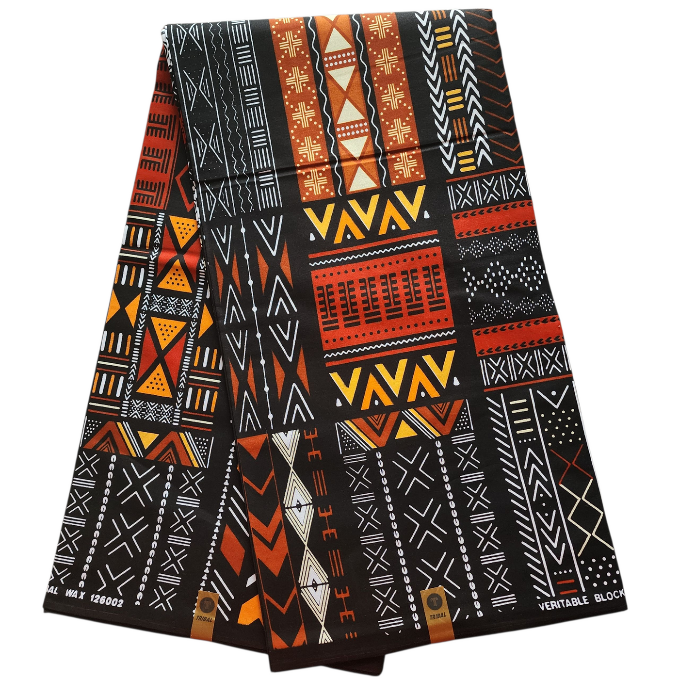 Black, Brown and Orange Tribal Ankara Fabric, 100% Cotton Fabric AF462