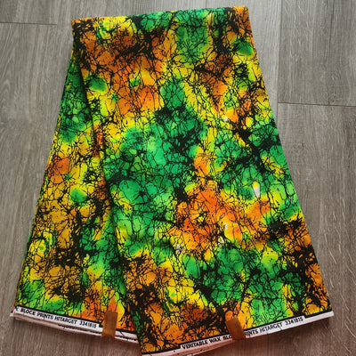 Green and Orange Ankara Fabric, African Print Fabric, 100% Cotton Fabric AF465