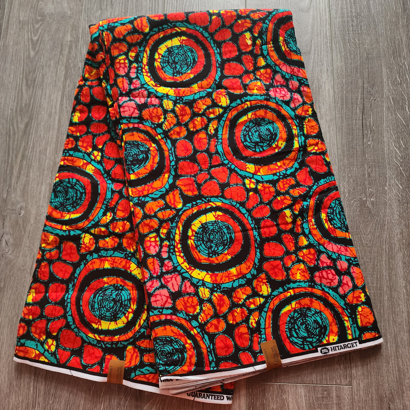 Orange and Teal Ankara Fabric, African Print Fabric, 100% Cotton Fabric AF467