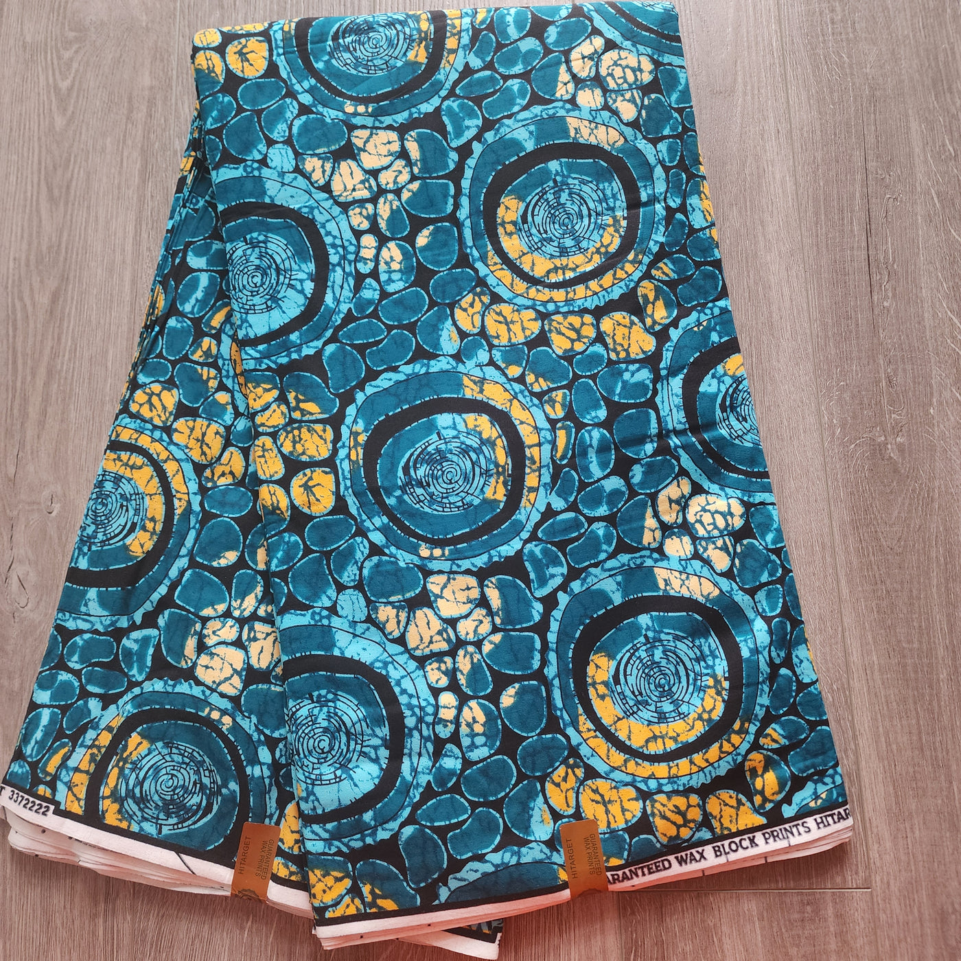 Teal and Black Ankara Fabric, African Print Fabric, 100% Cotton Fabric AF468