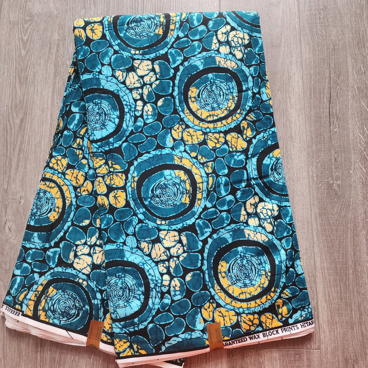 Teal and Black Ankara Fabric, African Print Fabric, 100% Cotton Fabric AF468