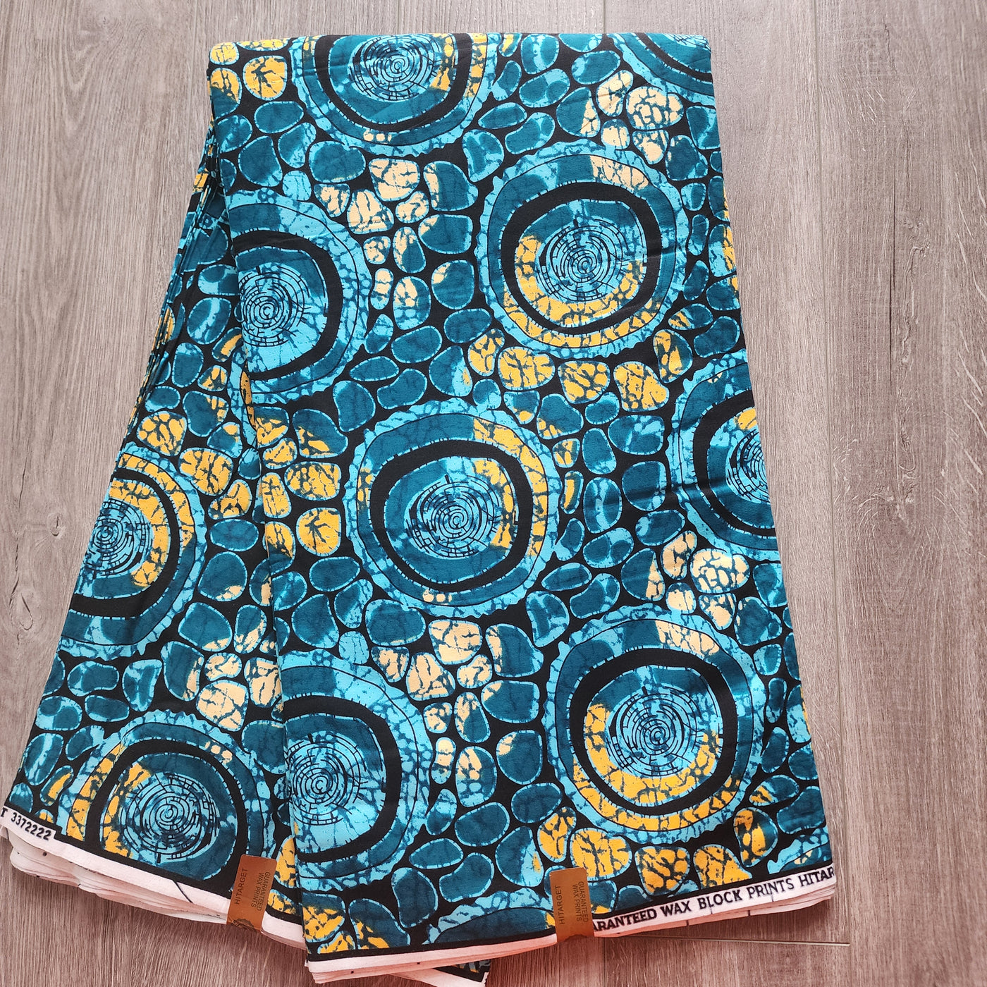 Teal and Black Ankara Fabric, African Print Fabric, 100% Cotton Fabric AF468