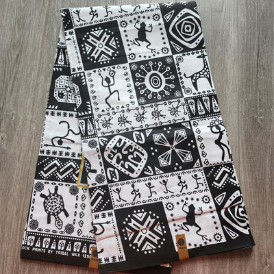 Black and White Tribal Ankara Fabric, Black and White African Print Fabric, Monochrome Fabric, 100% Cotton Fabric, AF464