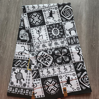 Black and White Tribal Ankara Fabric, Black and White African Print Fabric, Monochrome Fabric, 100% Cotton Fabric, AF464