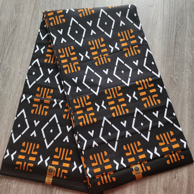Black, Gold and White Tribal Ankara Fabric, 100% Cotton Fabric AF463