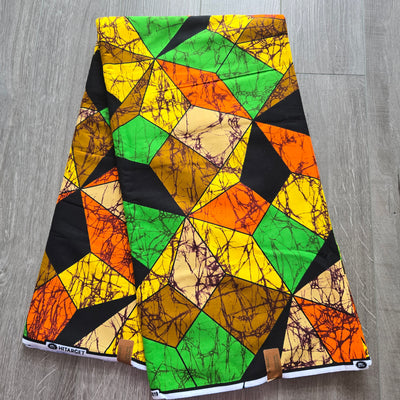 Green, Yellow and Orange Ankara Fabric, African Print Fabric, 100% Cotton Fabric AF470