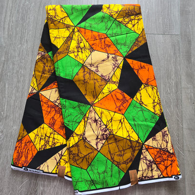 Green, Yellow and Orange Ankara Fabric, African Print Fabric, 100% Cotton Fabric AF470