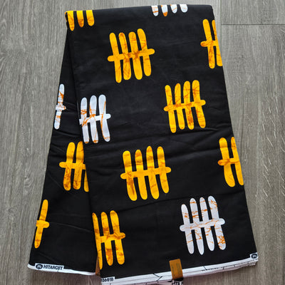 Black, Gold and White Ankara Fabric, African Print Fabric, 100% Cotton Fabric AF469