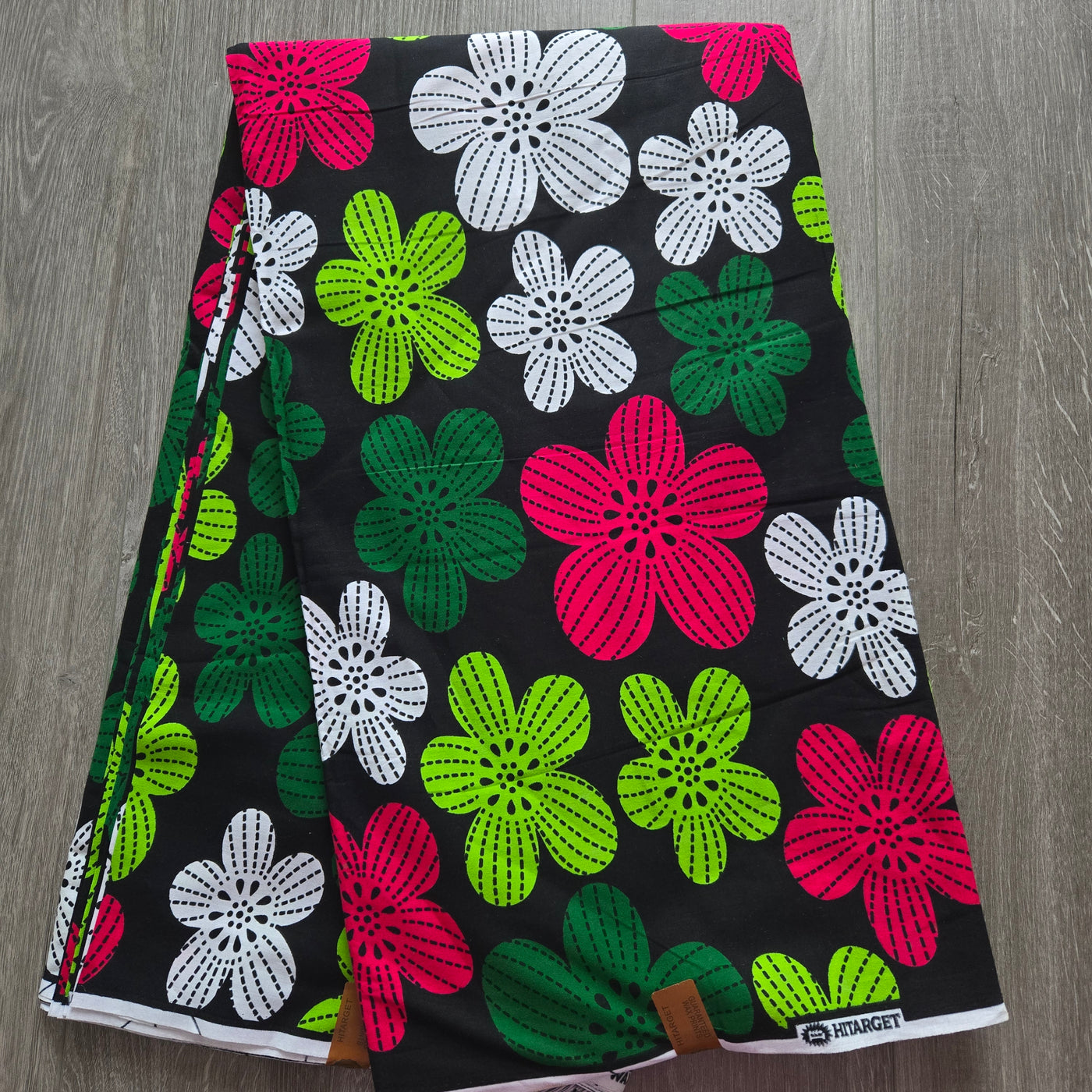 Black, Green and Pink Ankara Fabric, African Print Fabric, 100% Cotton Fabric AF471