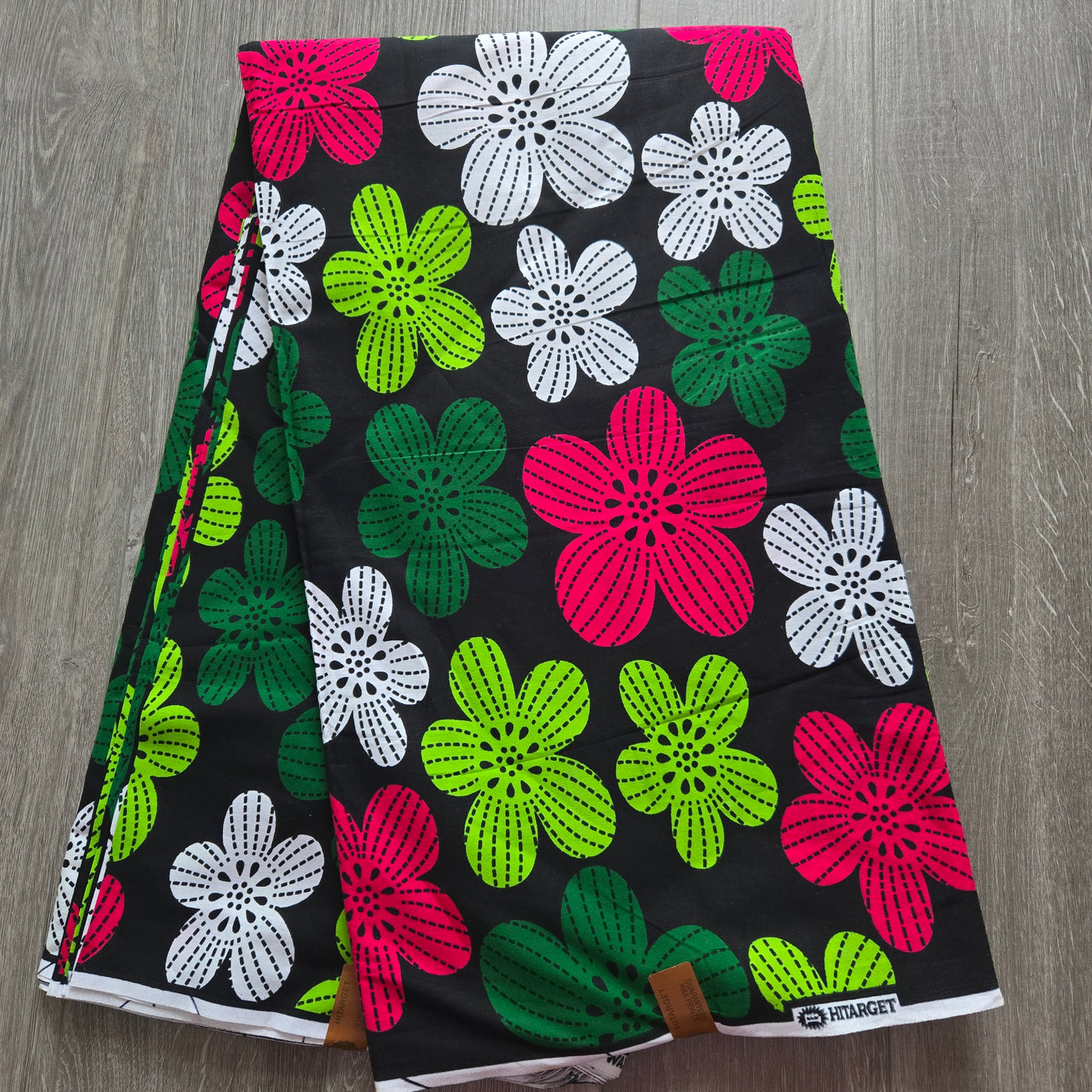 Black, Green and Pink Ankara Fabric, African Print Fabric, 100% Cotton Fabric AF471