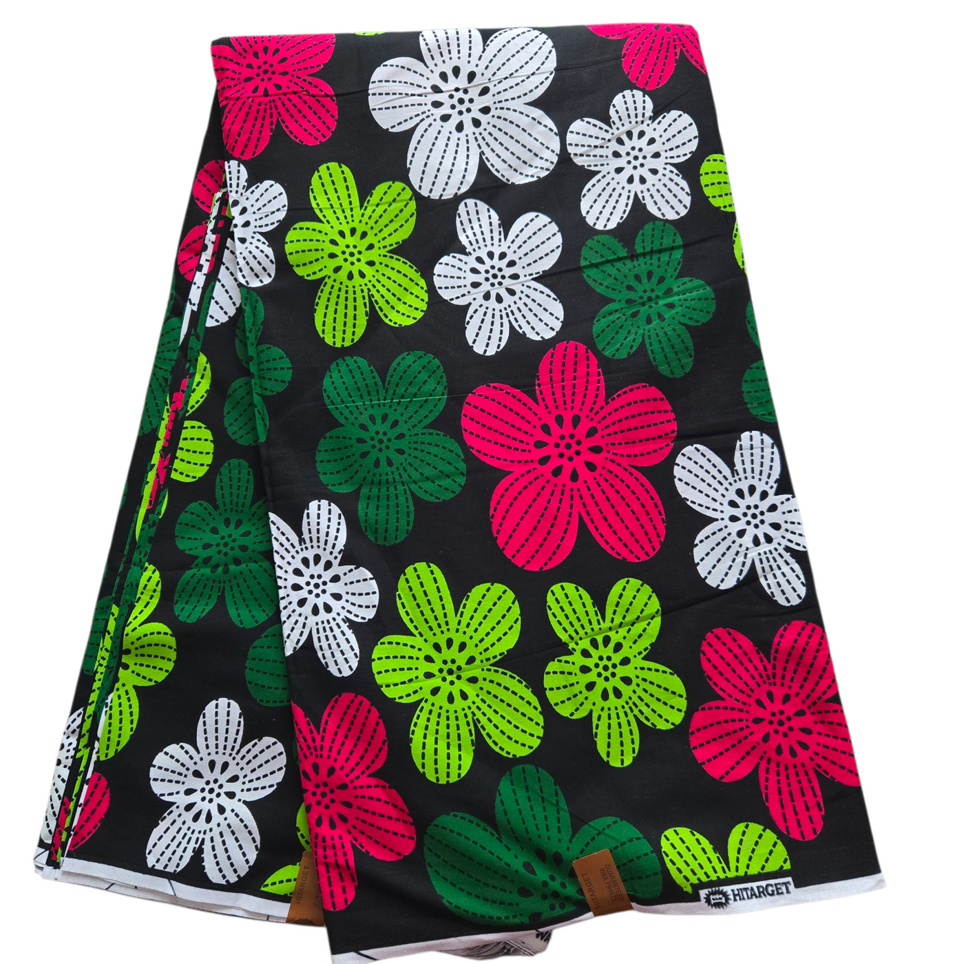 Black, Green and Pink Ankara Fabric, African Print Fabric, 100% Cotton Fabric AF471