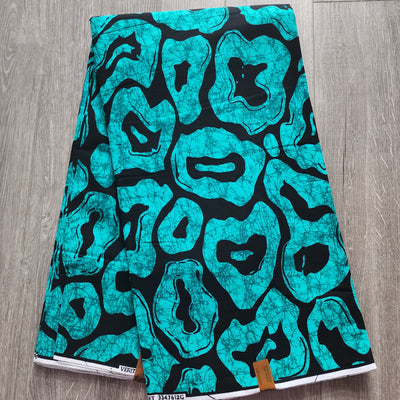 Teal Green and Black Ankara Fabric, African Print Fabric, 100% Cotton Fabric AF472