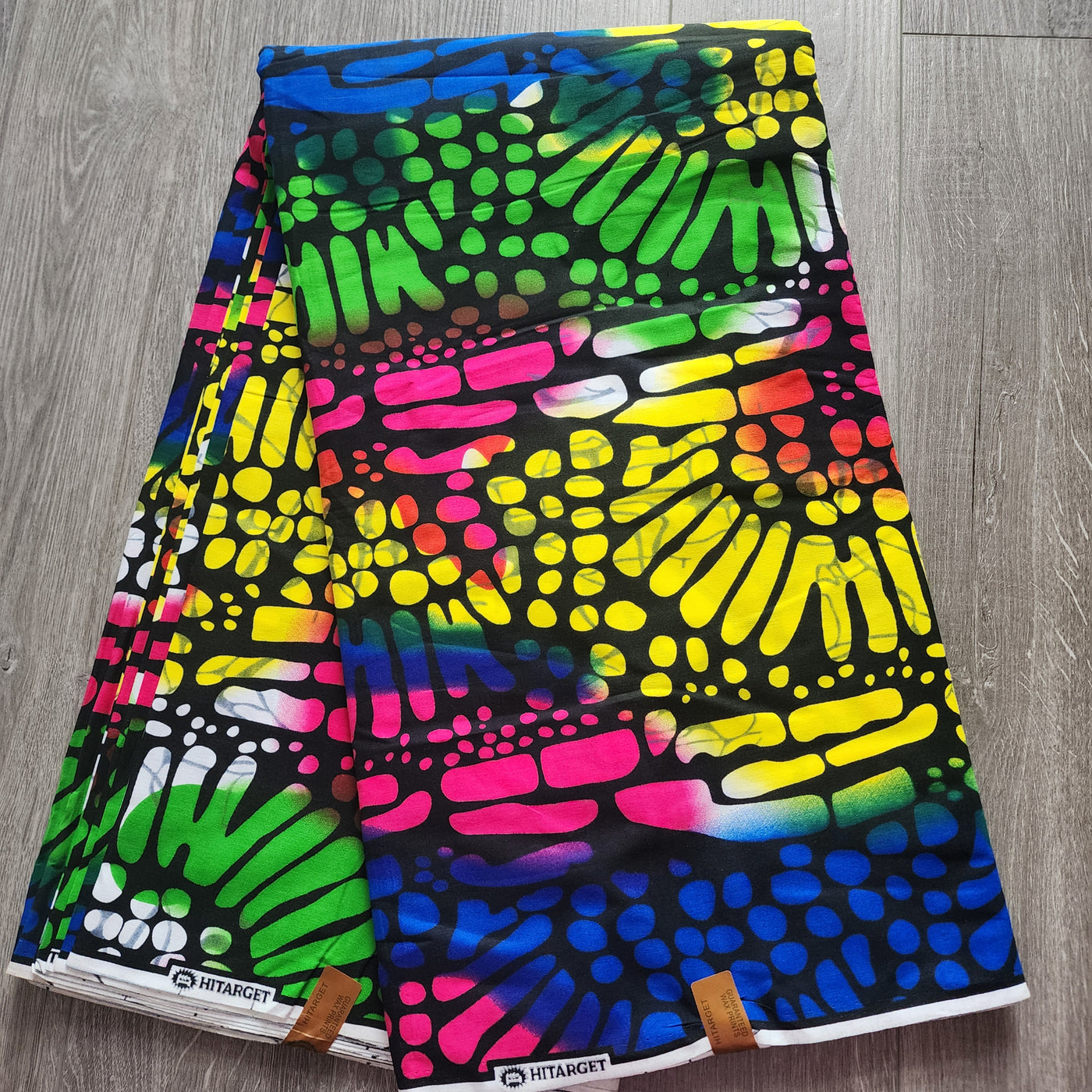 Blue, Yellow, Pink, Black and Green Ankara Fabric, African Print Fabric, 100% Cotton Fabric AF474