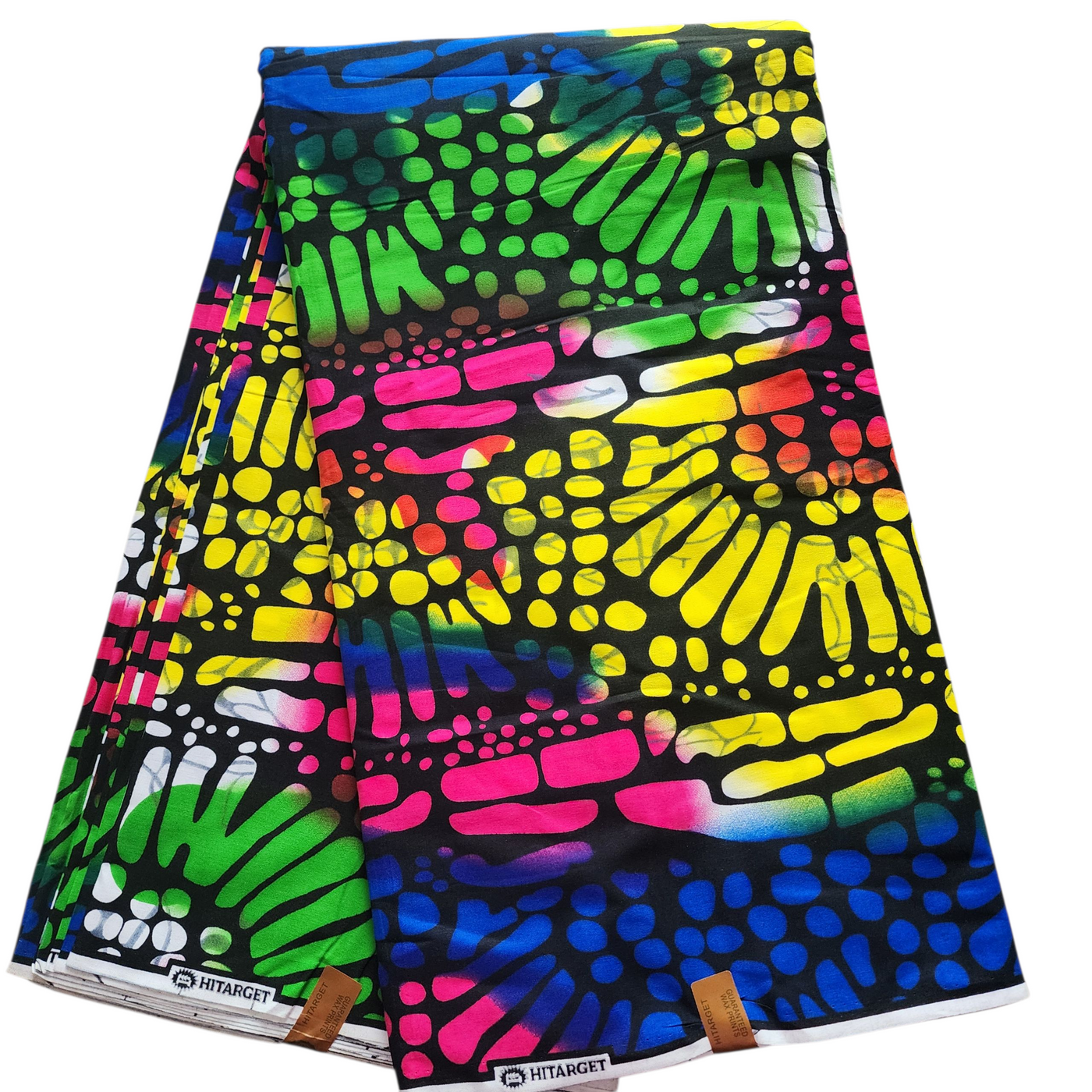 Blue, Yellow, Pink, Black and Green Ankara Fabric, African Print Fabric, 100% Cotton Fabric AF474