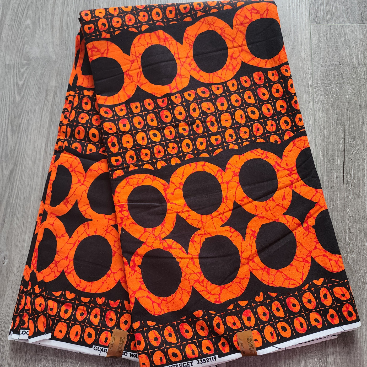 Orange and Black Ankara Fabric, African Print Fabric, 100% Cotton Fabric AF476