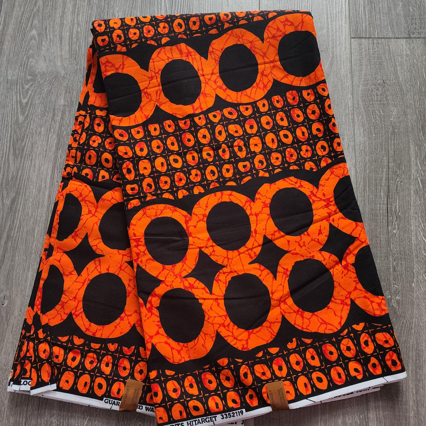 Orange and Black Ankara Fabric, African Print Fabric, 100% Cotton Fabric AF476