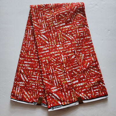 Red and White Ankara Fabric, 100% Cotton Fabric AF477