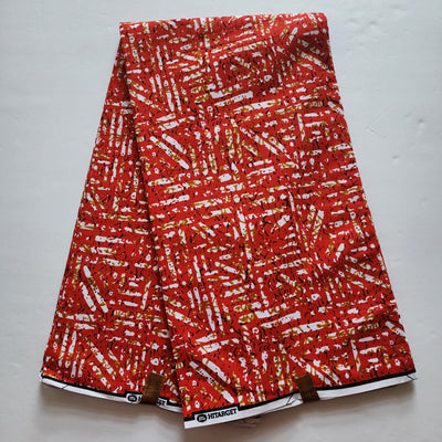 Red and White Ankara Fabric, 100% Cotton Fabric AF477
