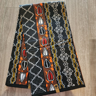 Black, Brown  and Beige Tribal Ankara Fabric, 100% Cotton Fabric AF463