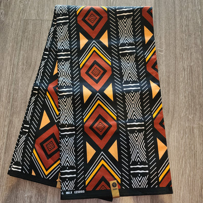 Black, Gold and White Tribal Ankara Fabric, 100% Cotton Fabric AF463