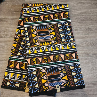 Black, Gold and White Tribal Ankara Fabric, 100% Cotton Fabric AF463