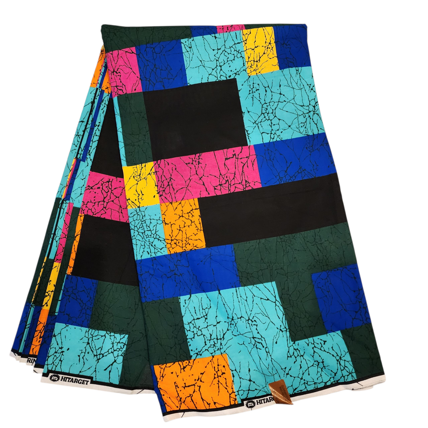 Teal, Pink and Black Ankara Fabric, 100% Cotton Fabric AF483