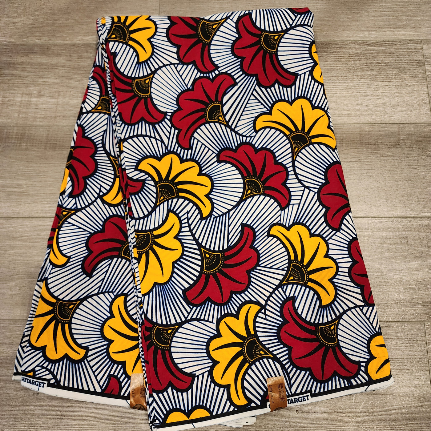 White, Red and Yellow Ankara Fabric, 100% Cotton Fabric AF478