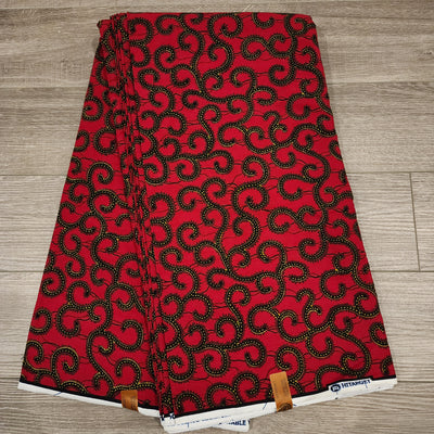 Red and Black Ankara Fabric, 100% Cotton Fabric AF479