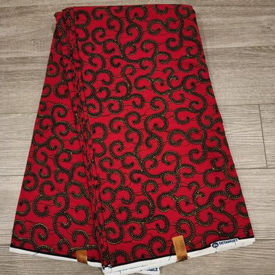 Red and Black Ankara Fabric, 100% Cotton Fabric AF479