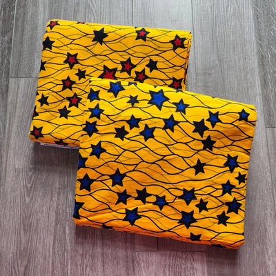 Mix and Match African Print Fabric, Ankara Fabric, 100% Cotton Fabric, Kili Kili Star Fabric, Yellow, Red and Blue Star Fabric