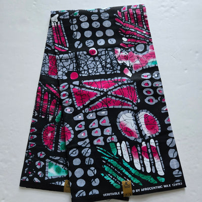 Gray, Pink and Black Tie-dye Ankara Fabric, 100% Cotton Fabric, African Print Fabric