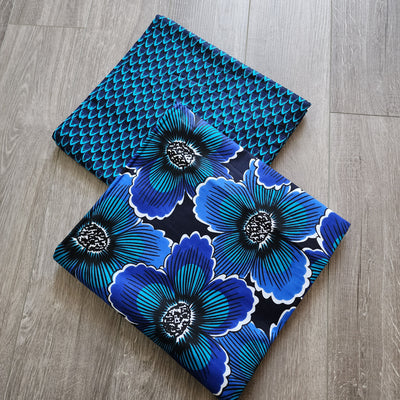 Mix and Match African Print Fabric, Ankara Fabric, 100% Cotton Fabric, Wax Print Fabric, Blue and Black Ankara Fabric