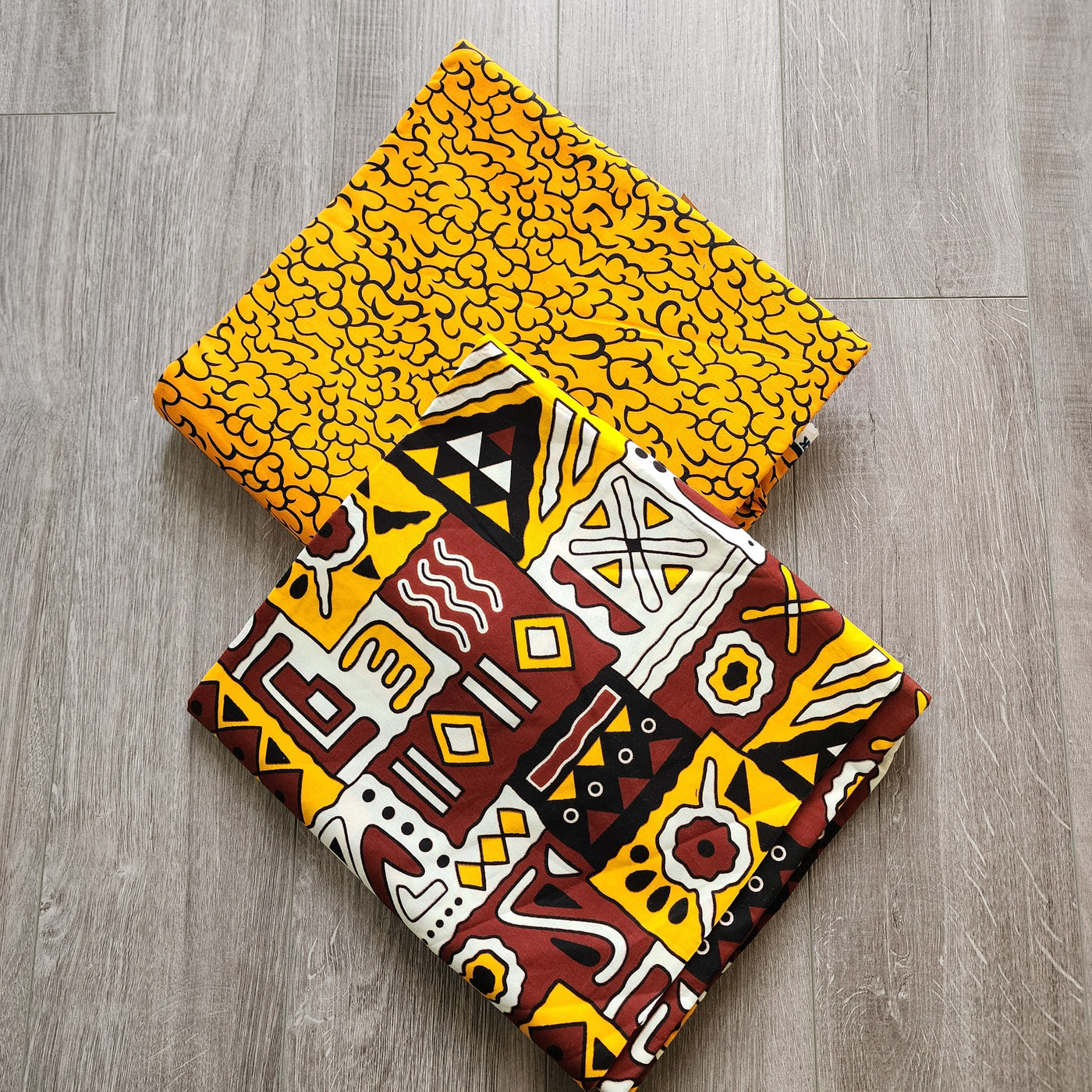 Mix and Match African Print Fabric, Ankara Fabric, 100% Cotton Fabric, Wax Print Fabric, Yellow and Brown Ankara Fabric