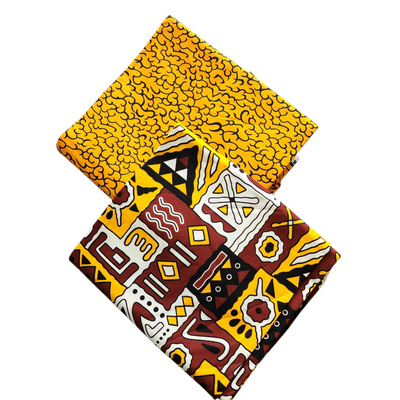 Mix and Match African Print Fabric, Ankara Fabric, 100% Cotton Fabric, Wax Print Fabric, Yellow and Brown Ankara Fabric