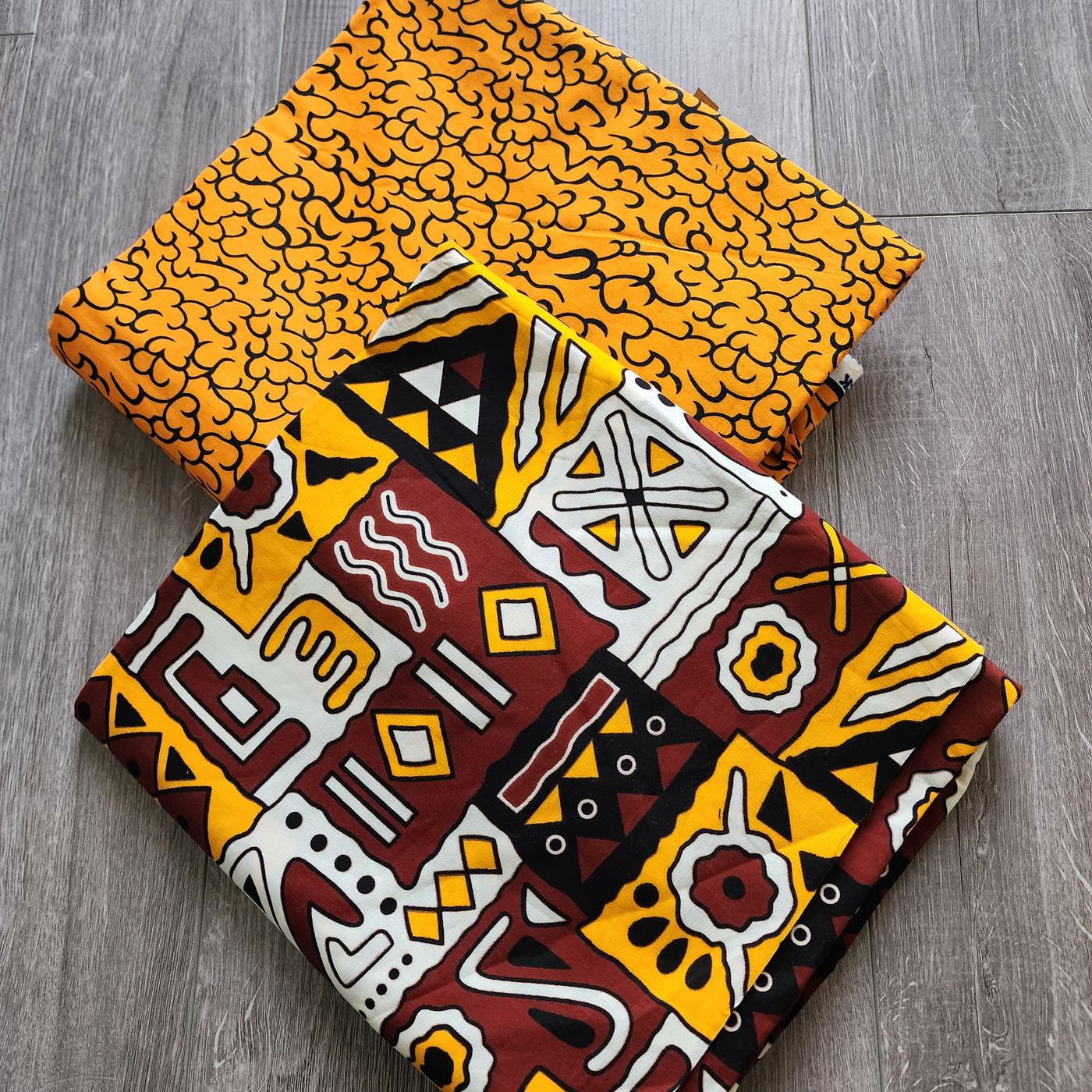 Mix and Match African Print Fabric, Ankara Fabric, 100% Cotton Fabric, Wax Print Fabric, Yellow and Brown Ankara Fabric