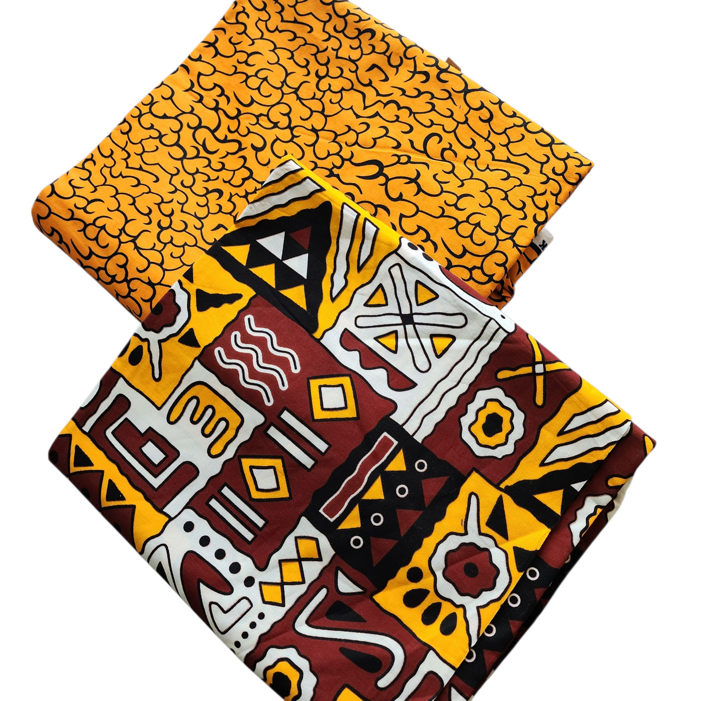 Mix and Match African Print Fabric, Ankara Fabric, 100% Cotton Fabric, Wax Print Fabric, Yellow and Brown Ankara Fabric