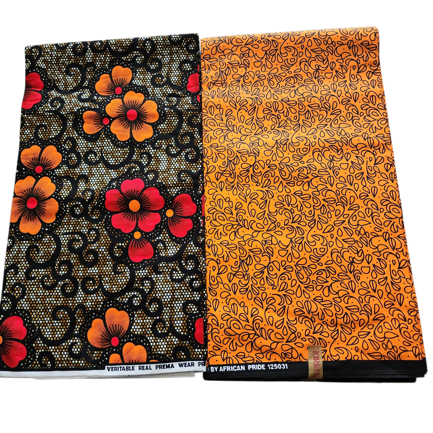 Mix and Match African Print Fabric, Ankara Fabric, 100% Cotton Fabric, Wax Print Fabric, Orange and Black Fabric